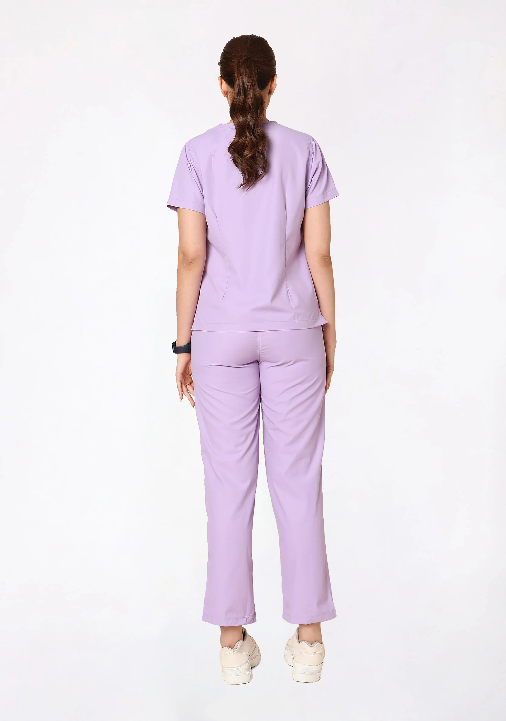 Classic Women's V-Neck (Pastel Lilac) Plus Size Scrub - Image 4