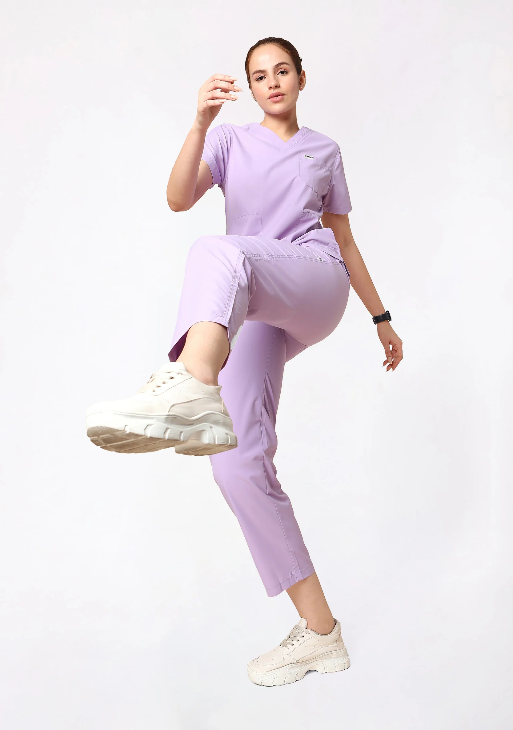 Classic Women's V-Neck (Pastel Lilac) Plus Size Scrub - Image 5