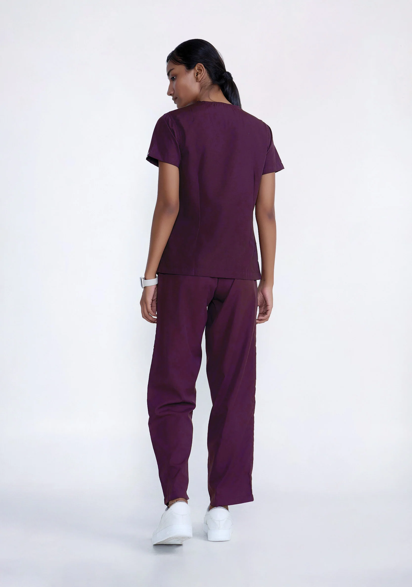 Classic Women's V-Neck (Wine) Plus Size Scrub - Image 6