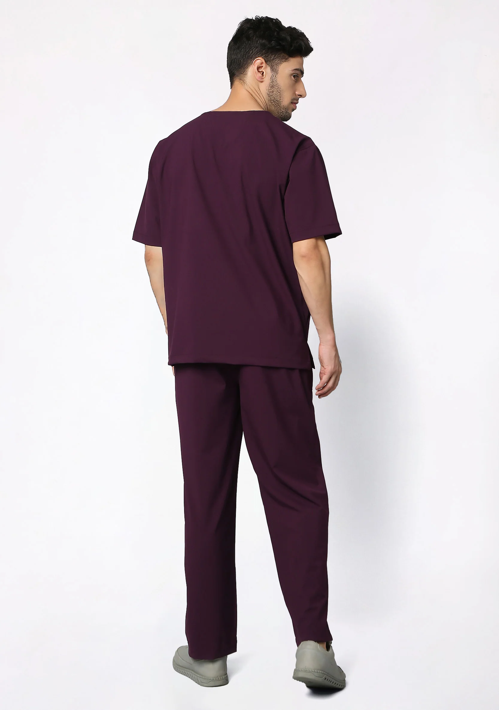 ecoflex™ Men's V-Neck (Wine) Scrub - Image 6