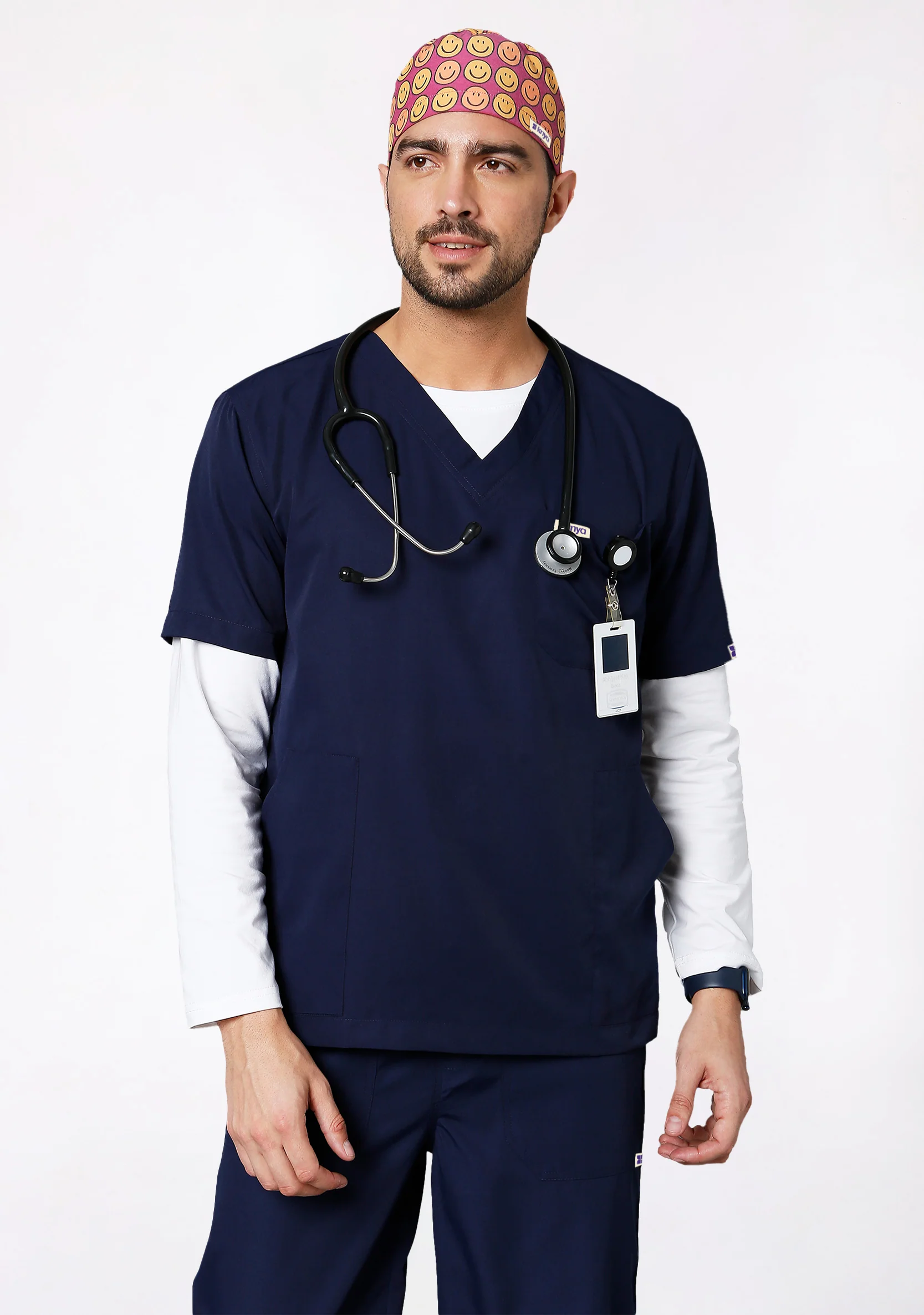 Printed Unisex (Smiley) Scrub Cap - Image 3